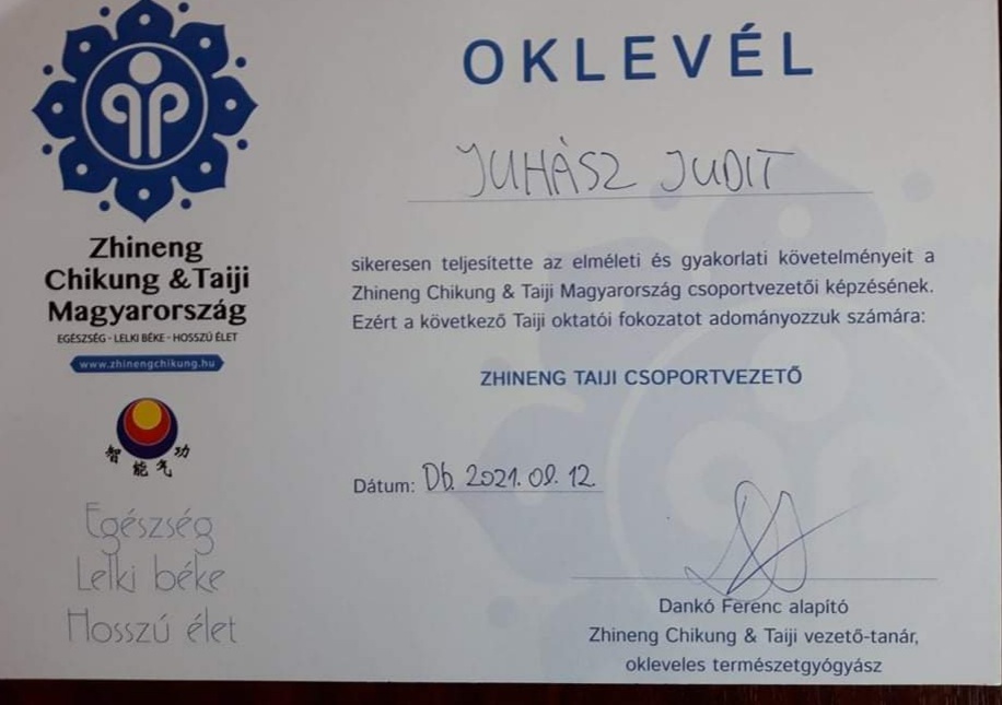 Zhineng Taiji csoportvezető