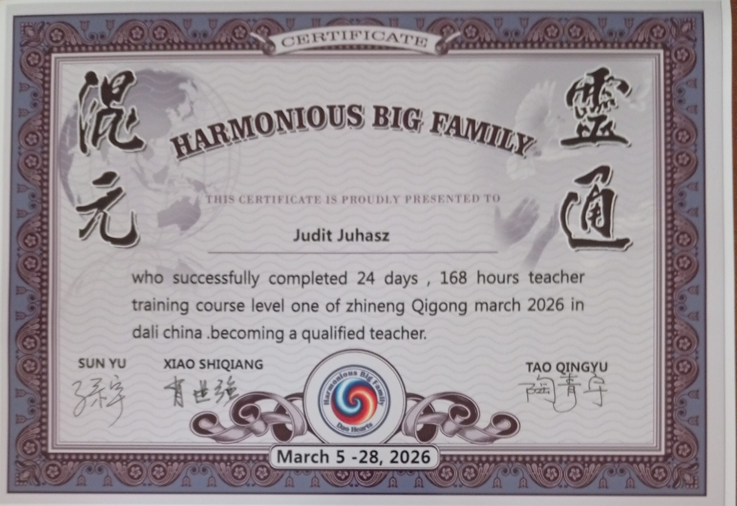 Zhineng Chikung nemzetközi tanár Level One